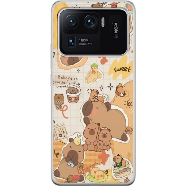Xiaomi Mi 11 Ultra Gennemsigtig cover Kawaii capybara mobilskal med gulliga djurmotiv