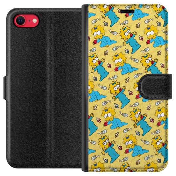 Kompatibel Tegnebogsetui til Apple iPhone 7 Mønster med Maggie Simpson, sutter og sutteflasker gul