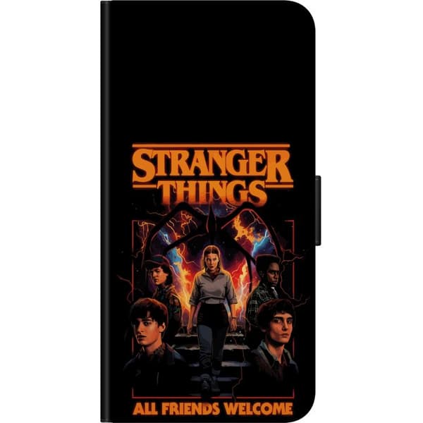 Kompatibel Tegnebogsetui til OnePlus 7T Pro Karaktercollage med orange ild og dramatisk tekst på sort baggrund sort