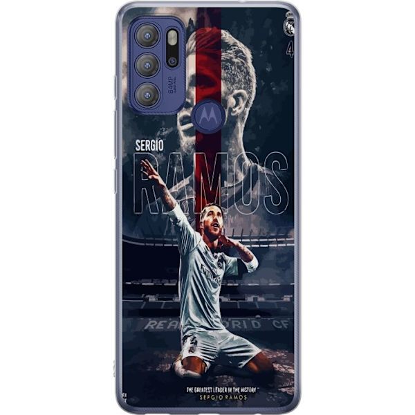 Motorola Moto G60S Läpinäkyvä kuori Ramos Jalkapallolegenda Motiivi Pelaaja Real Madrid Espanja Takaisin Ikoni Nimi Jalkapallotähti Urheilu