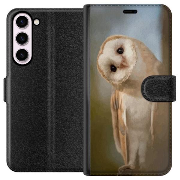 Samsung Galaxy S23+ Plånboksfodral Uggla Nyfiken Blick Fågelmotiv Skog Natur Grafiskt Design Populärt Motiv Djur Tema Dekoration