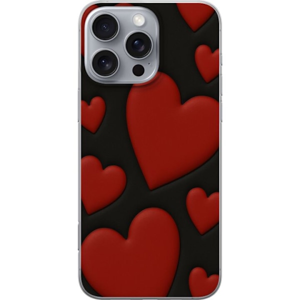 Apple iPhone 16 Pro Max Gennemsigtig cover Rød Fløjlshjerter