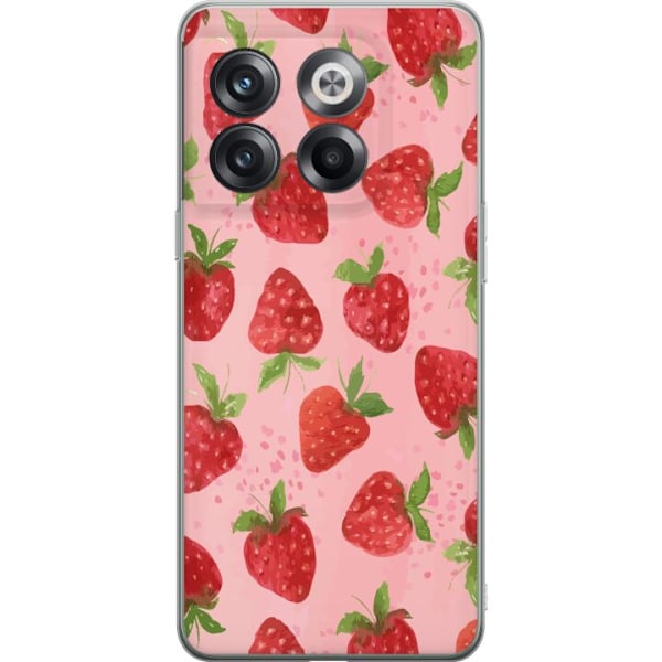 OnePlus 10T Genomskinligt Skal Strawberry Dreams – jordgubbsmönster i retrostil