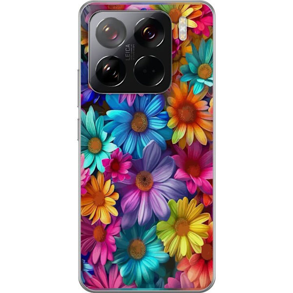 Xiaomi 15 Pro Läpinäkyvä kuori Gerbera Kukat Värikäs Koriste Kukka Motiivi Suosittu Kotisisustus Väririkas Seinätaide Suunnittelu