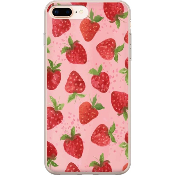 Apple iPhone 7 Plus Genomskinligt Skal Strawberry Dreams – jordgubbsmönster i retrostil