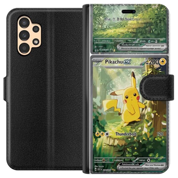 Kompatibelt Plånboksfodral till Samsung Galaxy A13 Pikachu grön