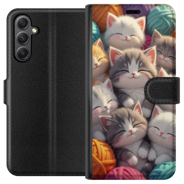 Kompatibelt Plånboksfodral till Samsung Galaxy S23 FE Sovande kattungar beige