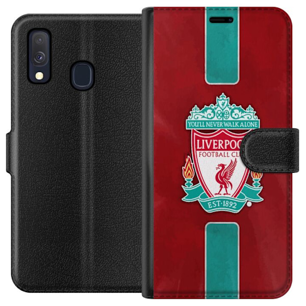 Samsung Galaxy A40 Tegnebogsetui Liverpool FC - Klassisk Fodboldstolthed i Rødt