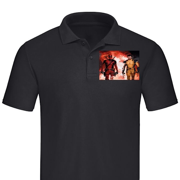 Poloshirt til Voksen | Elegant Poloshirt Wolverine Deadpool Sort Stor