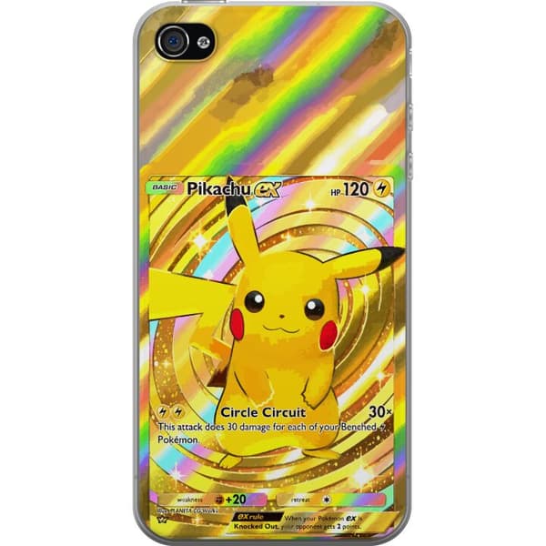 Kompatibelt Mobildeksel til Apple iPhone 4s Gullig Pikachu EX samlebilde med regnbueeffekter gull