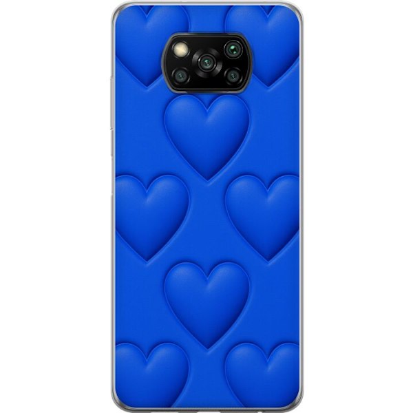 Xiaomi Poco X3 NFC Läpinäkyvä kuori Siniset Sydämet