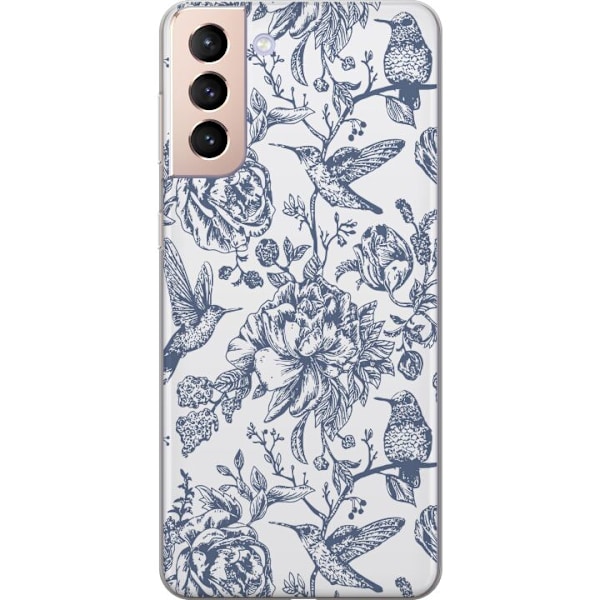 Samsung Galaxy S21 Gennemsigtig cover Blomster & Fugle - Roman