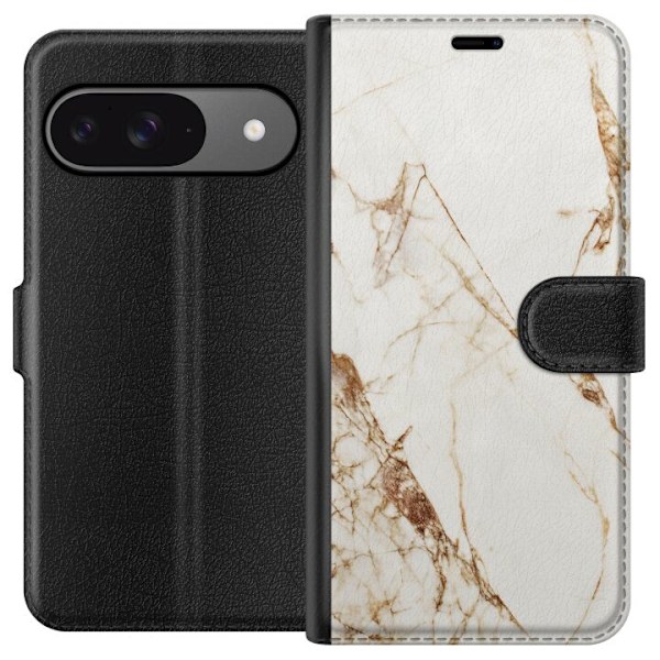 Google Pixel 9 Pro Tegnebogsetui Hvid marmor