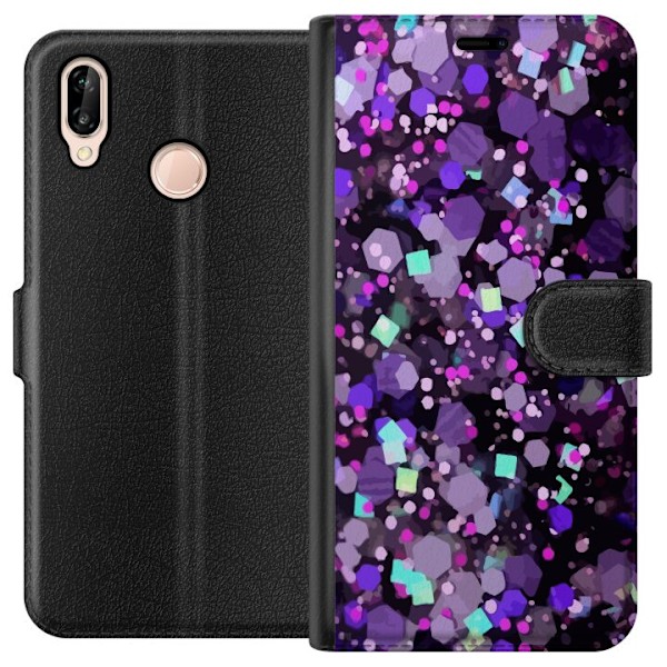 Huawei P20 lite Lommeboketui Lilla Glitter