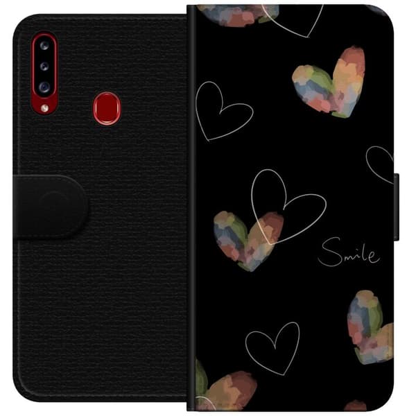 Kompatibelt Plånboksfodral till Samsung Galaxy A20s Hjärta