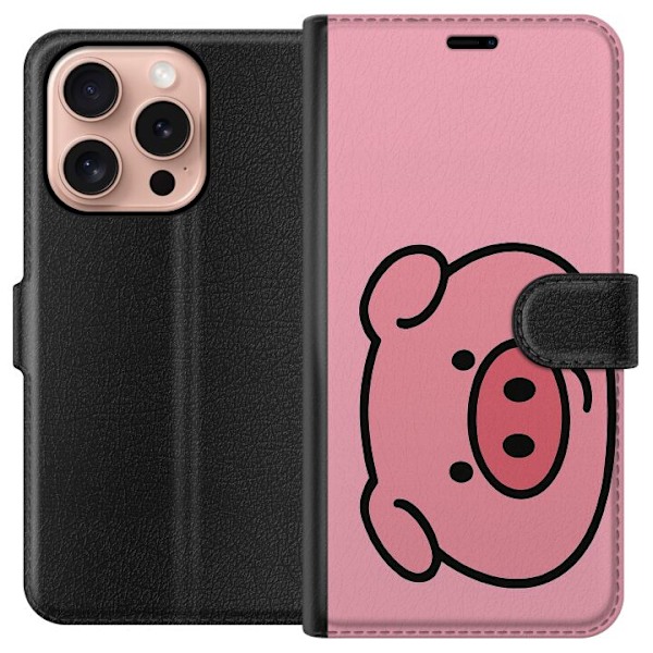 Apple iPhone 16 Pro Lompakkokotelo Kawaii Piggy