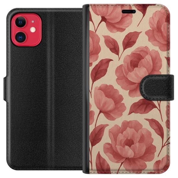 Kompatibel Tegnebogsetui til Apple iPhone 11 Roseblomst