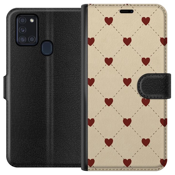 Samsung Galaxy A21s Lompakkokotelo Sydänverkko