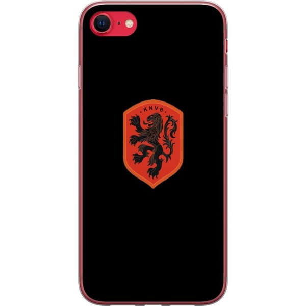 Kompatibel Mobilcover til Apple iPhone SE (2020) Orange skjold med sort heraldisk løve mod sort baggrund sort