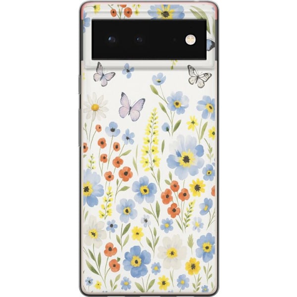 Google Pixel 6 Läpinäkyvä kuori Kesäkukat