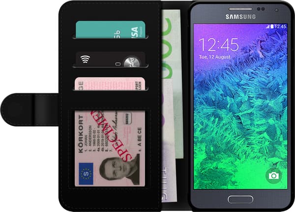Kompatibel Tegnebogsetui til Samsung Galaxy Alpha Rosa strösselmunk pink