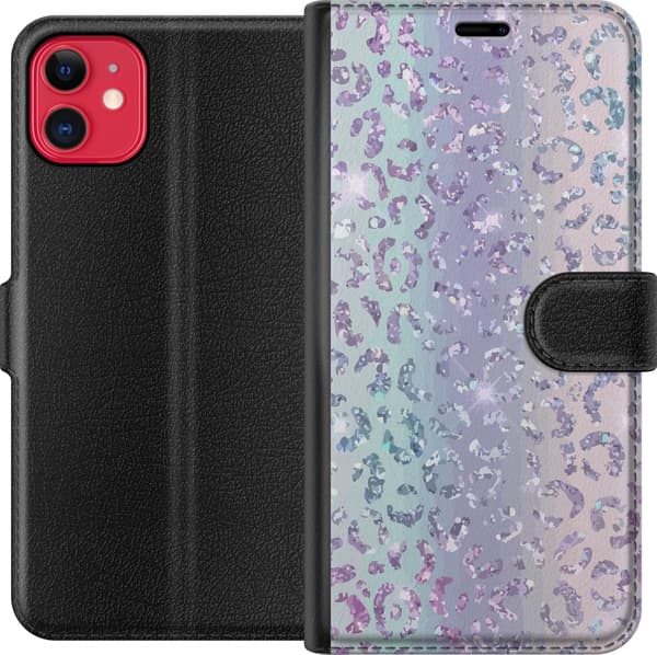 Kompatibel Tegnebogsetui til Apple iPhone 11 Glitter Leopard