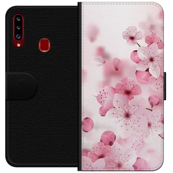 Kompatibelt Plånboksfodral till Samsung Galaxy A20s Cherry Blossom