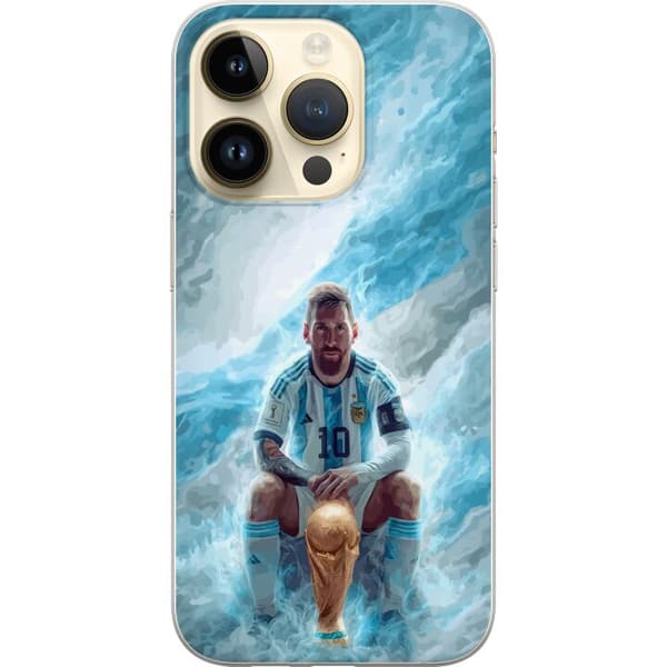 Kompatibelt Mobildeksel til Apple iPhone 15 Pro Lionel Messi Världsmästare blå