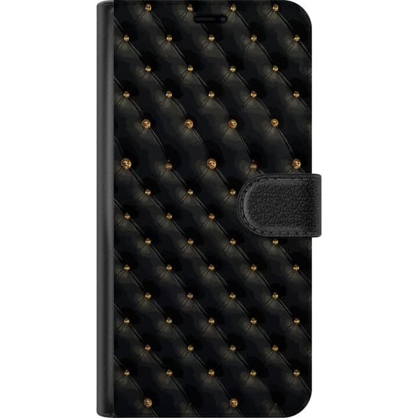 Kompatibel Tegnebogsetui til Apple iPhone 11 Sort geometrisk diamantmønster med små guldfarvede dekorative detaljer sort