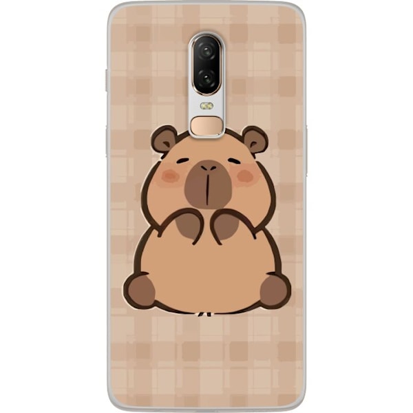 OnePlus 6 Läpinäkyvä kuori Mobilskal kawaii capybara flera figurer japansk stil