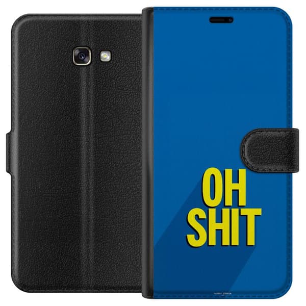 Kompatibelt Plånboksfodral till Samsung Galaxy A3 (2017) Oh Shit text blå