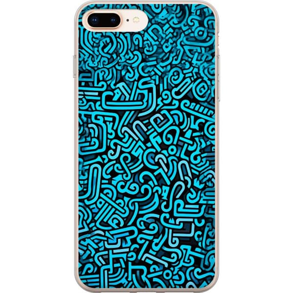 Kompatibelt Mobildeksel til Apple iPhone 7 Plus Abstrakt blått graffiti mønster med moderne grafiske former blå