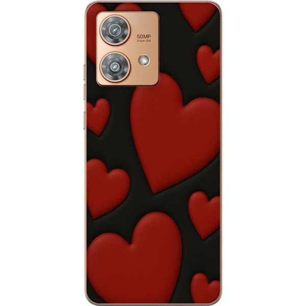 Motorola Edge 40 Neo Gennemsigtig cover Rød Fløjlshjerter