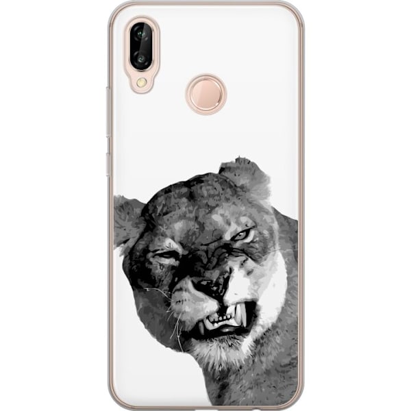Huawei P20 lite Läpinäkyvä kuori Leijona Taiteellinen Eläinaihe Afrikkalainen Tyyli Viidakon Tunnelma Graafinen Suunnittelu Kotikoristeet Eläinte