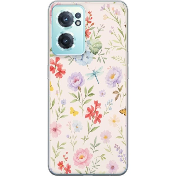 OnePlus Nord CE 2 5G Genomskinligt Skal Blommor