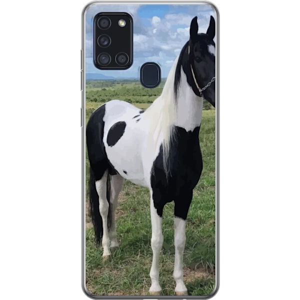 Samsung Galaxy A21s Gennemsigtig cover Hestemagi - stiliseret hest i en rolig farveskala