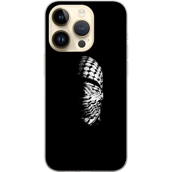 Apple iPhone 15 Pro Läpinäkyvä kuori Keffiyeh-kuviointi - klassinen palestiinalainen mustavalkoinen shaali, jolla on kulttuurinen merkitys