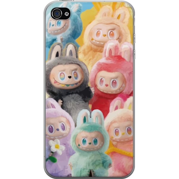 Apple iPhone 4 Genomskinligt Skal Labubu Sketch Style – Handritat monster i tusch