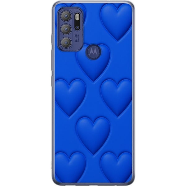 Motorola Moto G60S Gennemsigtig cover Blå Hjerter