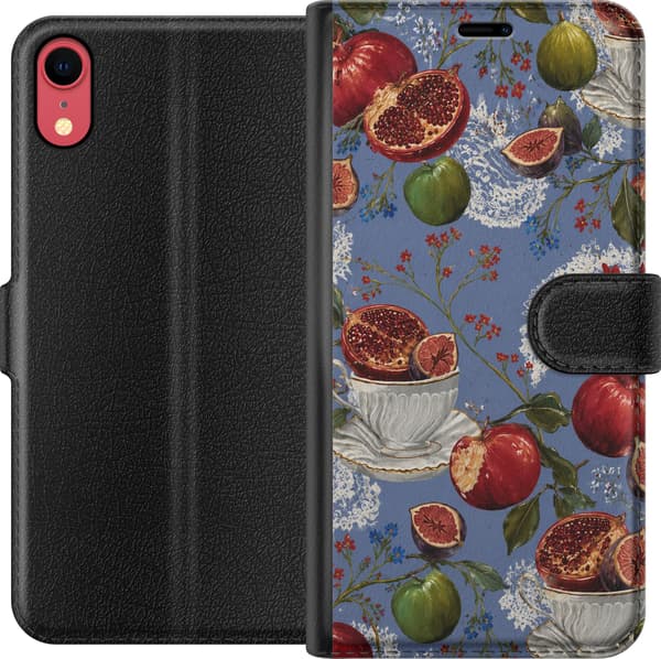 Kompatibel Tegnebogsetui til Apple iPhone XR Blå frugtromantik blå