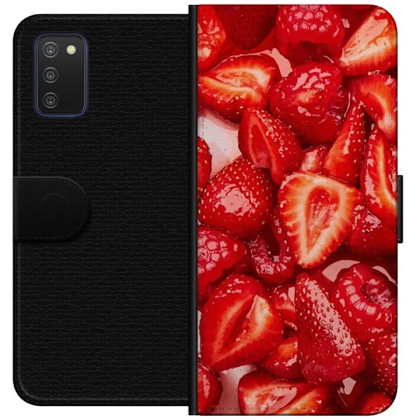 Samsung Galaxy A03s Tegnebogsetui Jordbærmønster - sødt motiv med sommerstemning