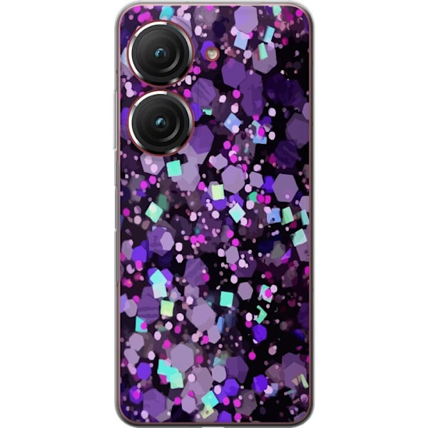 Asus Zenfone 9 Gennemsigtig cover Lilla Glitter