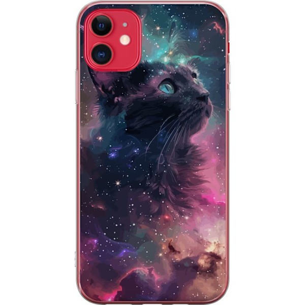 Apple iPhone 11 Läpinäkyvä kuori Kissa galaksissa