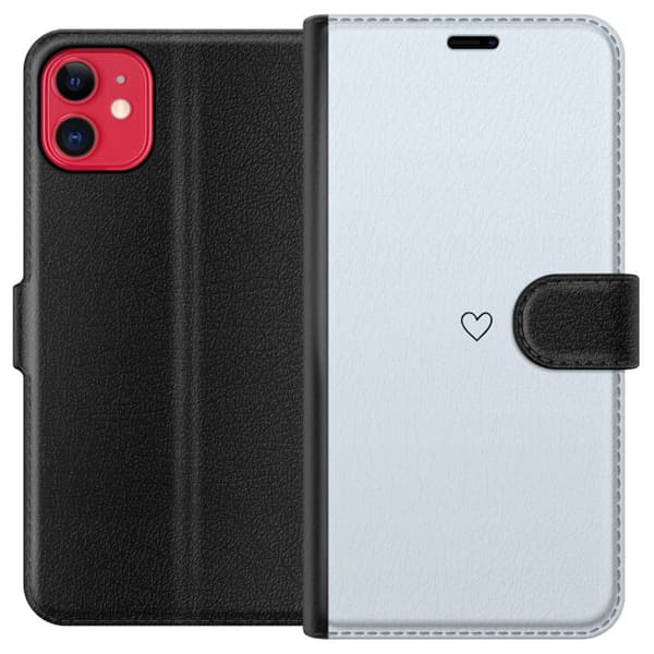 Kompatibel Tegnebogsetui til Apple iPhone 11 Hjerte Lyseblå