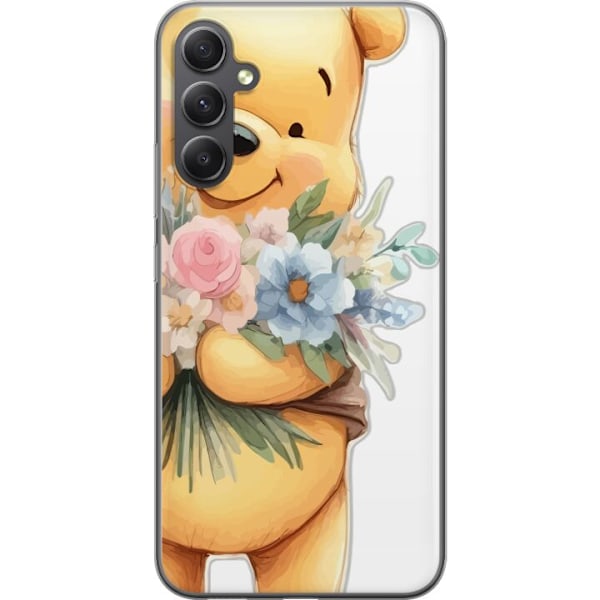 Samsung Galaxy A35 Gjennomsiktig deksel Nalle Puh med blomster