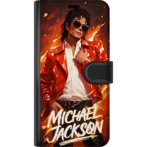 Kompatibelt Plånboksfodral till Apple iPhone 13 mini Michael Jackson i röd jacka med eldiga effekter och dramatisk popikon känsla röd
