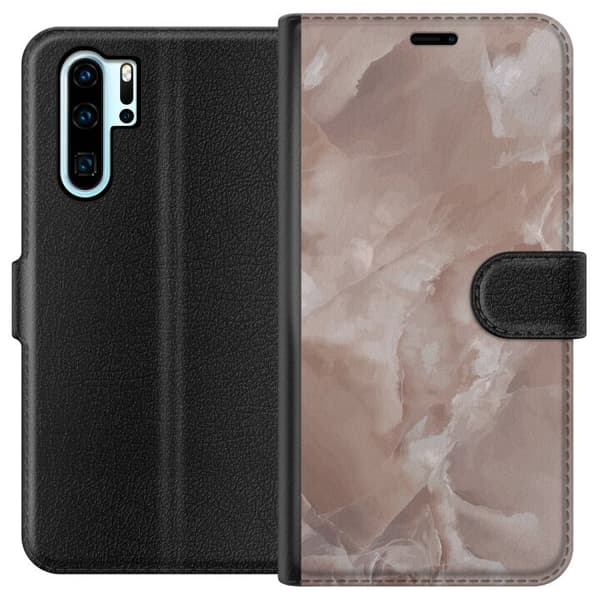 Kompatibel Tegnebogsetui til Huawei P30 Pro Marmor Lyserød
