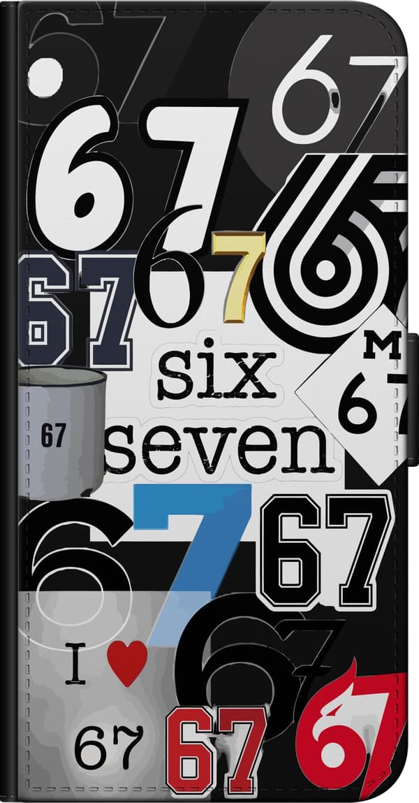 Kompatibel Tegnebogsetui til OnePlus 9 Pro Talcollage med 67 talmotiver i sort og hvidt sort