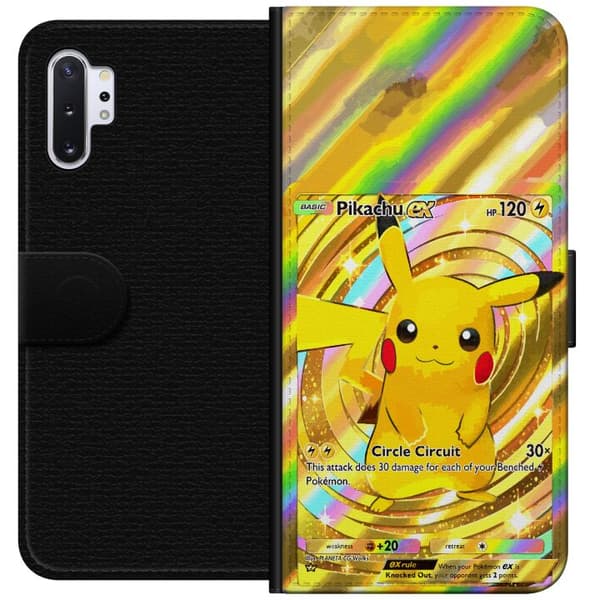 Kompatibel Tegnebogsetui til Samsung Galaxy Note10+ Gyldne Pikachu EX-samlerkort med regnbueeffekter guld