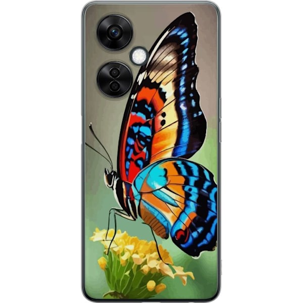 OnePlus Nord CE3 Genomskinligt Skal Fjäril Natur Sommar Motiv Vingar Färgstark Design Populär Dekor Grafiskt Exotiskt Tema